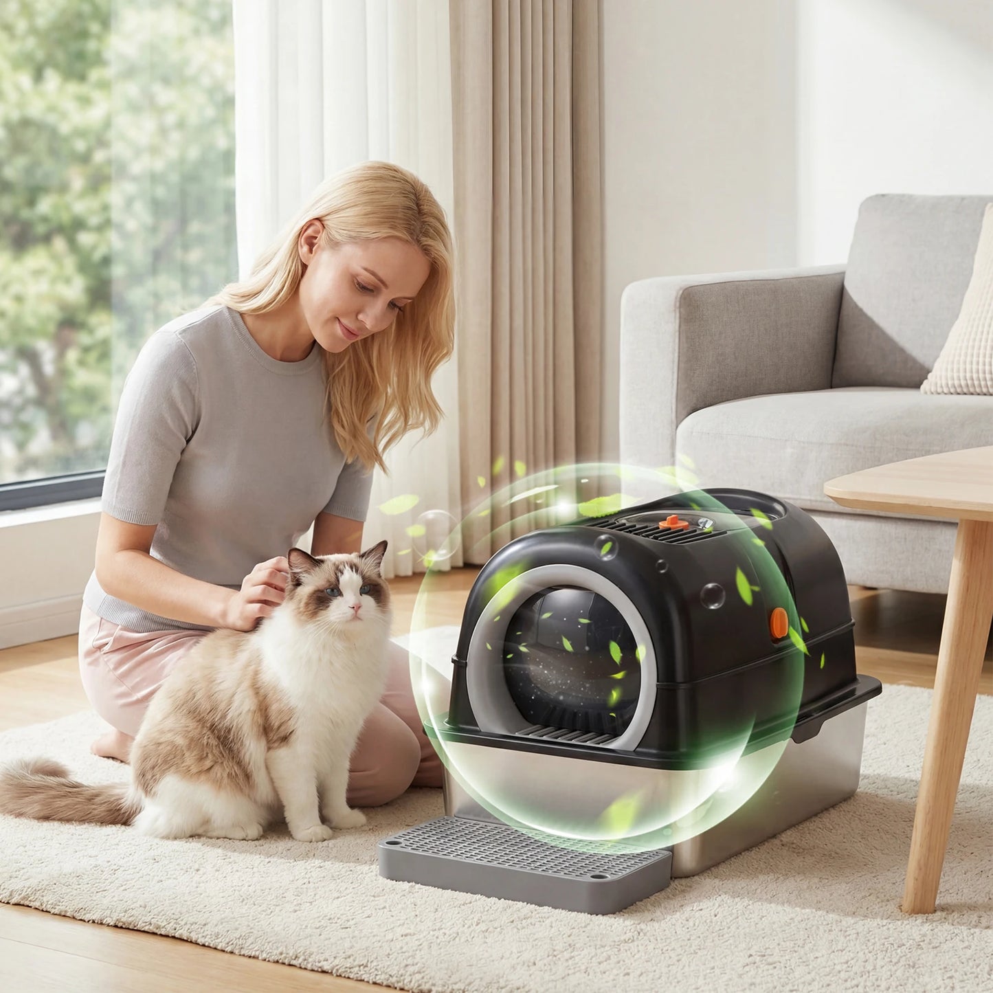 Stainless Steel Enclosed Cat Litter Box For Large Cats