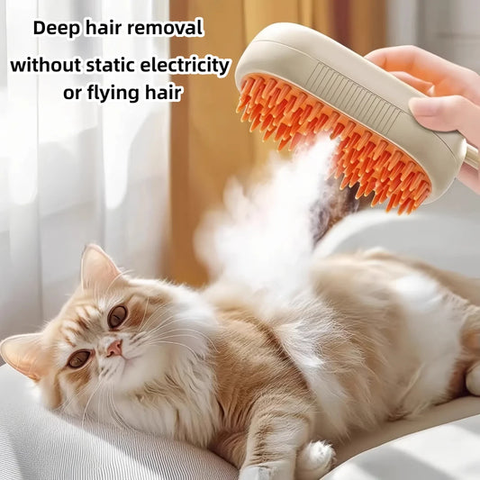 3 In 1 Electric Cat Hair Brush With Steam Spray Massage
