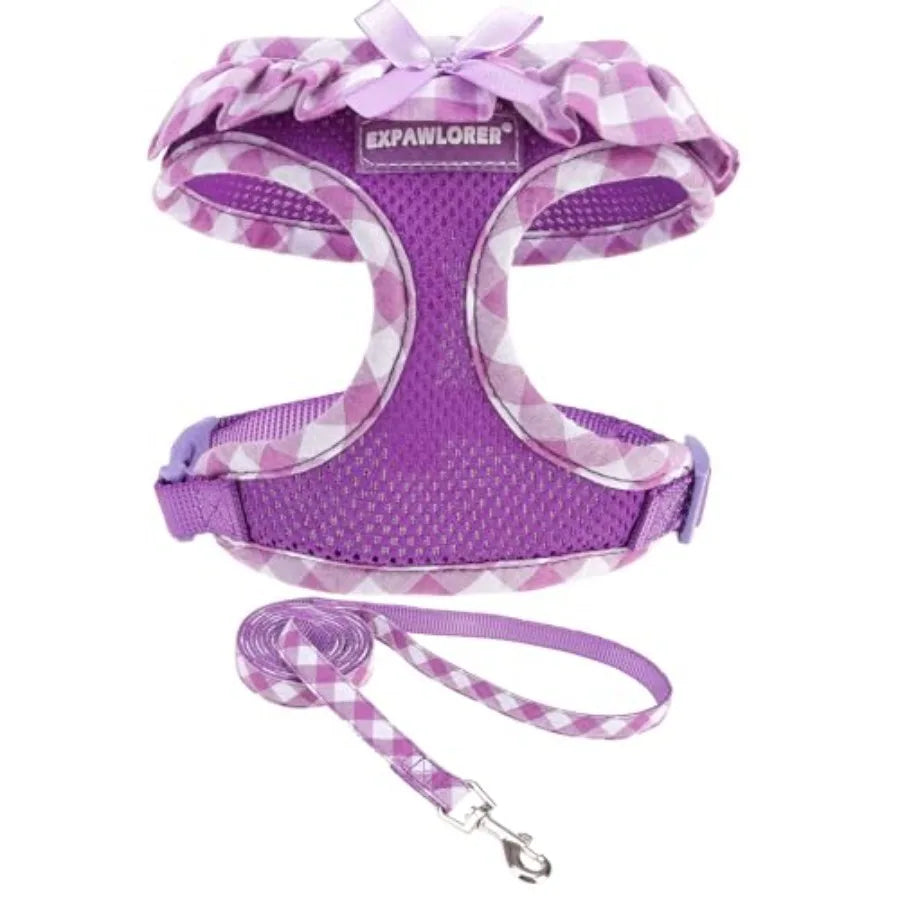 Adjustable No Choke Step In Dog Harness Leash Set Lightweight Mesh