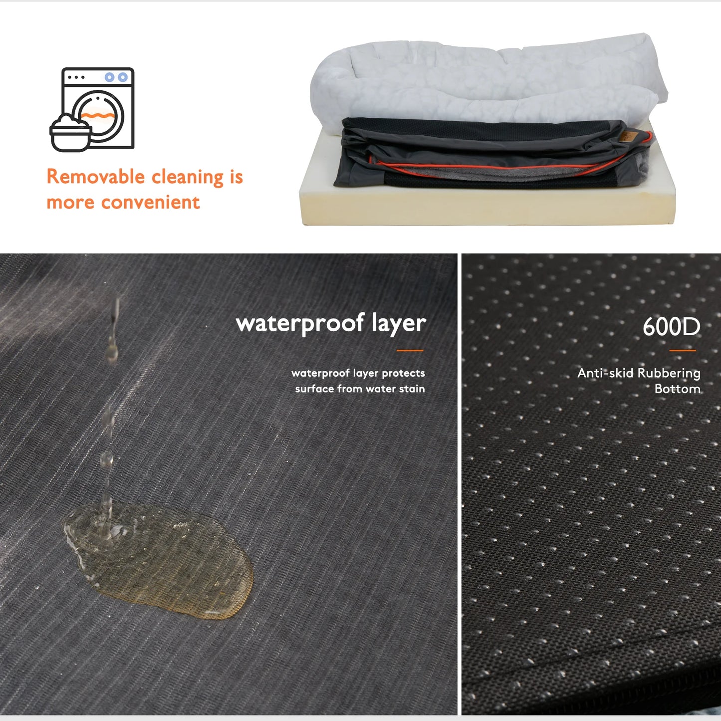BINGOPAW Large Dog Bed With Anti Allergy Fleece Washable Cover Waterproof