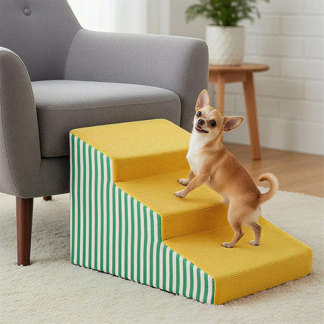Bright Pet Stairs for Dogs High-Density Foam Gentle Slope Access Ramp 3/4/5 Steps Safe Dog Ramp for Pet Accessibility