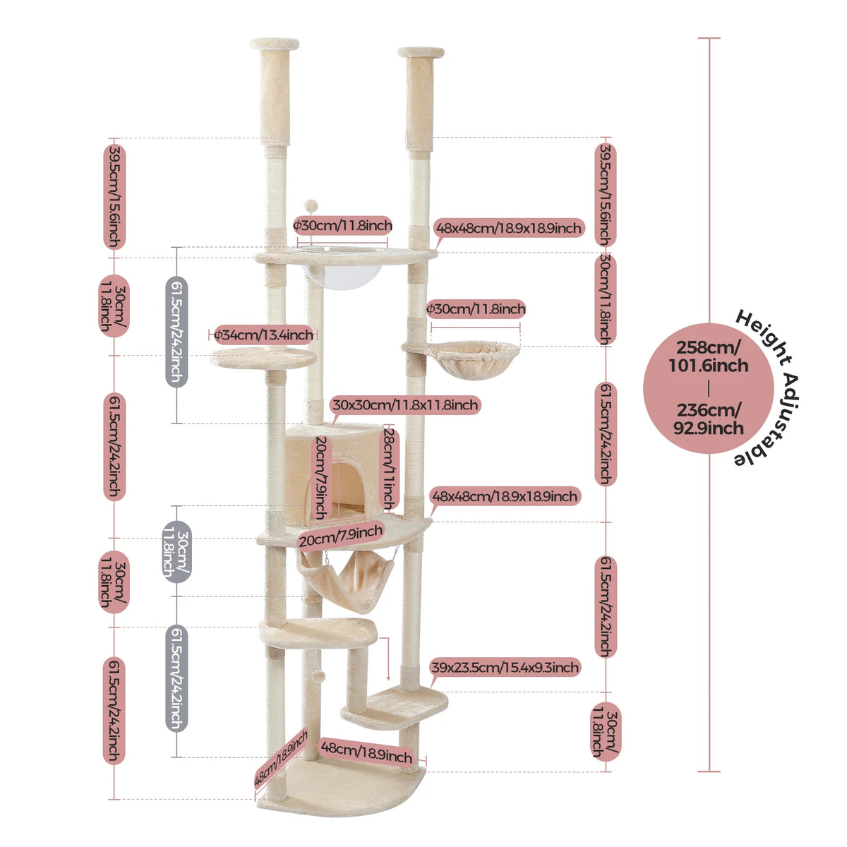 Pawz Road Multi Level Floor To Ceiling Cat Condo Tower