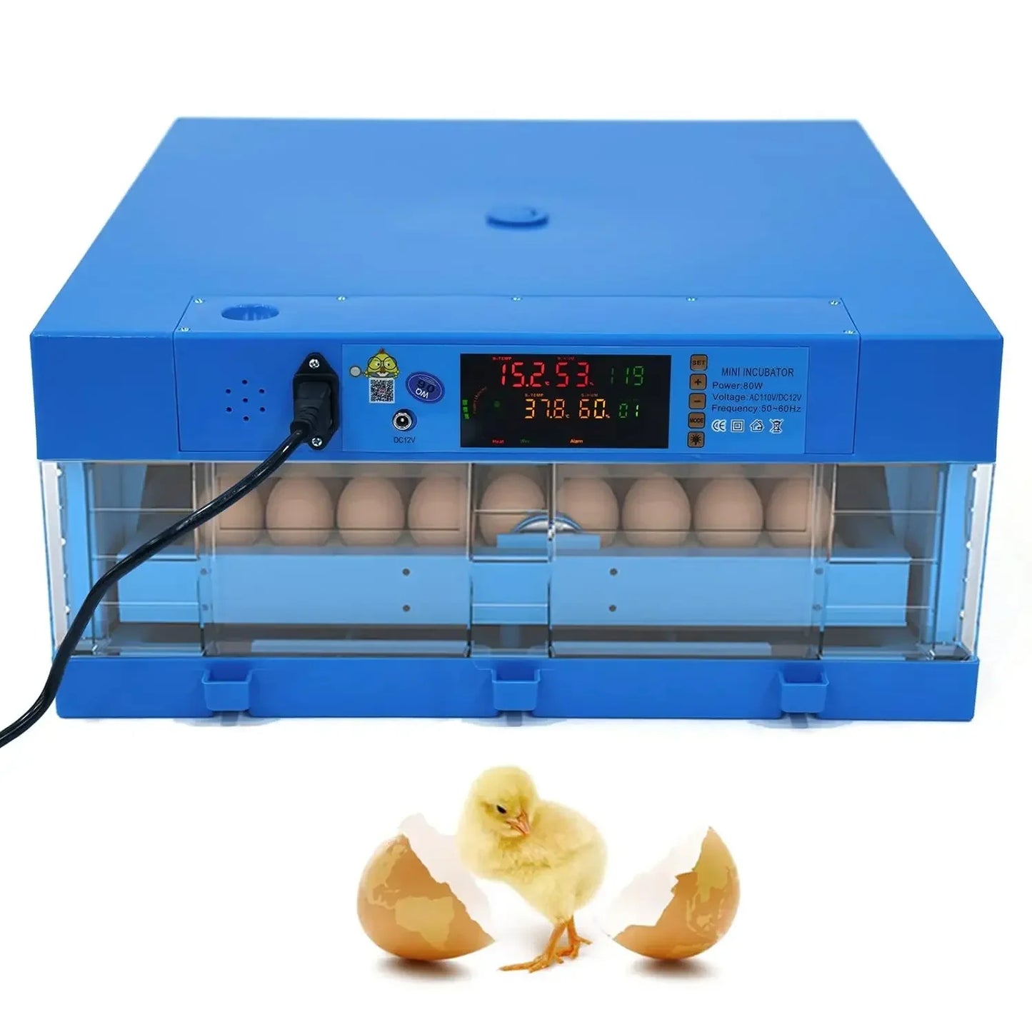 64 Egg Incubator 110V 12V Automatic Digital Household Unit