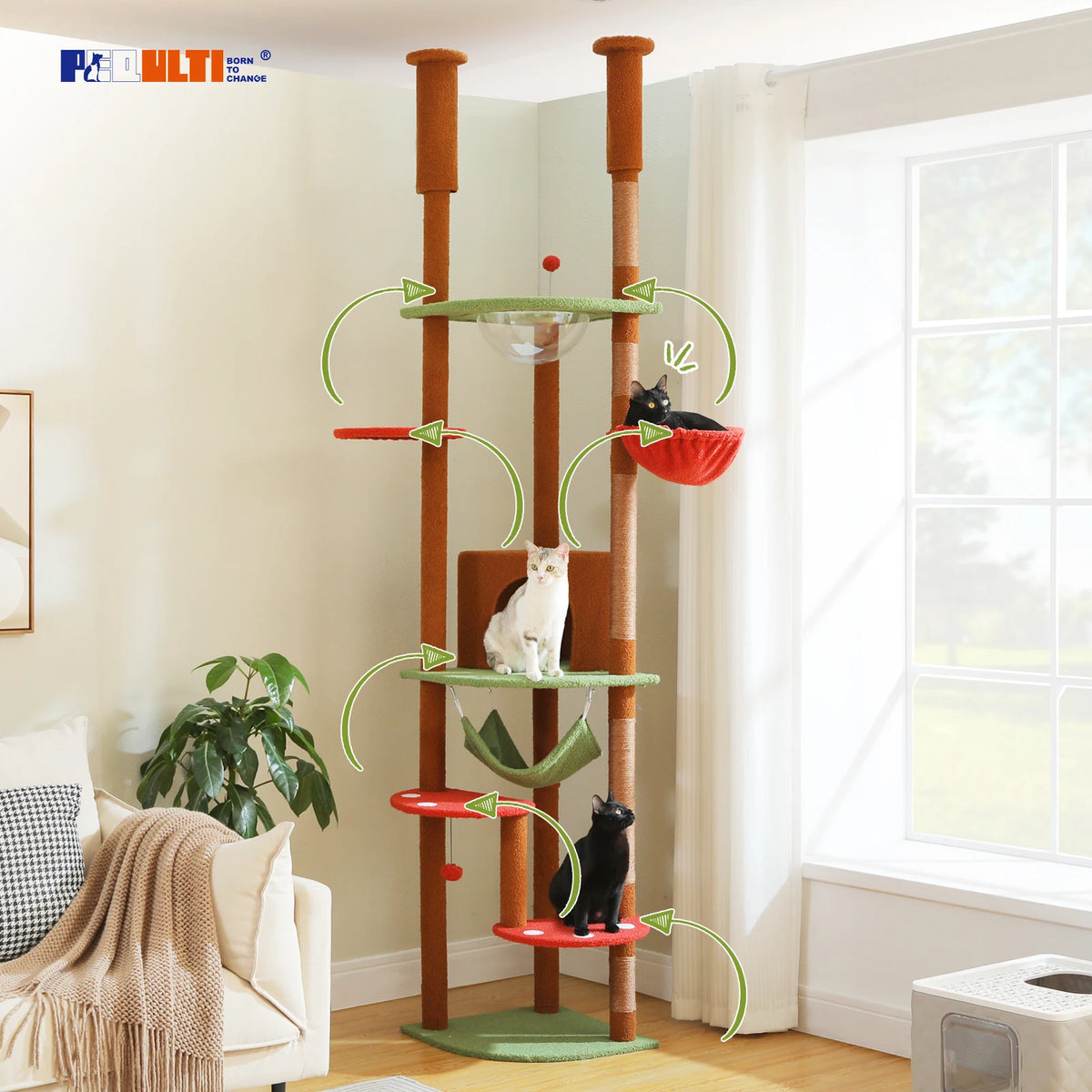 Pawz Road Multi Level Floor To Ceiling Cat Condo Tower