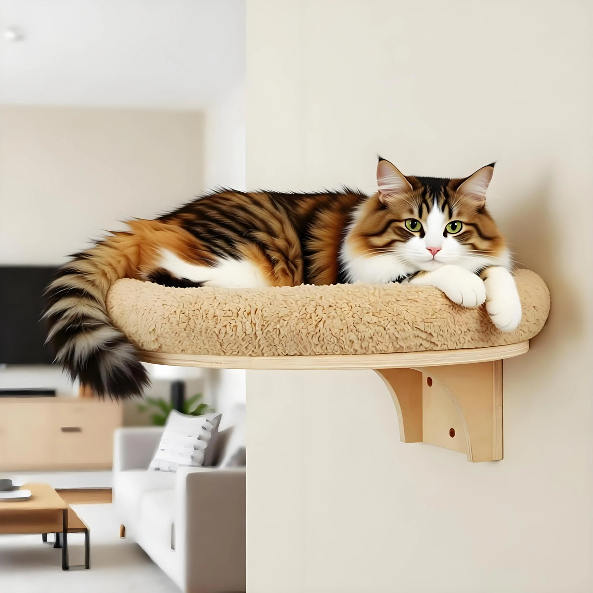 Wall Mounted Solid Pine Wood Cat Hammock Climbing Platform