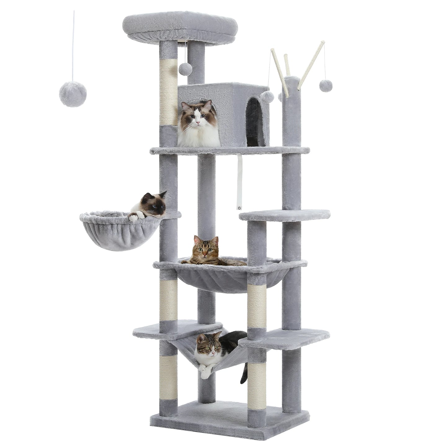 PAWZ Road Cat Tree Tower With Plush Condos Perches And Scratching Posts