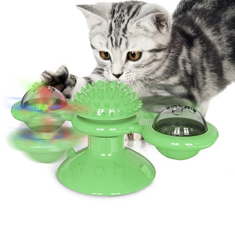 Windmill Interactive Puzzle Cat Toy Whirligig Turntable