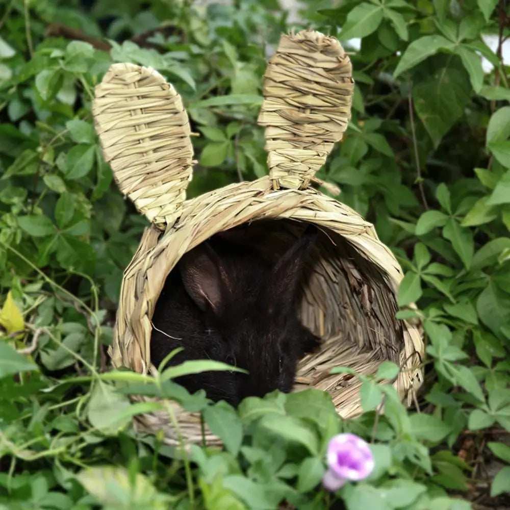 Bunny Grass Nest Bite Resistant Handwoven Straw Tunnel For Pets