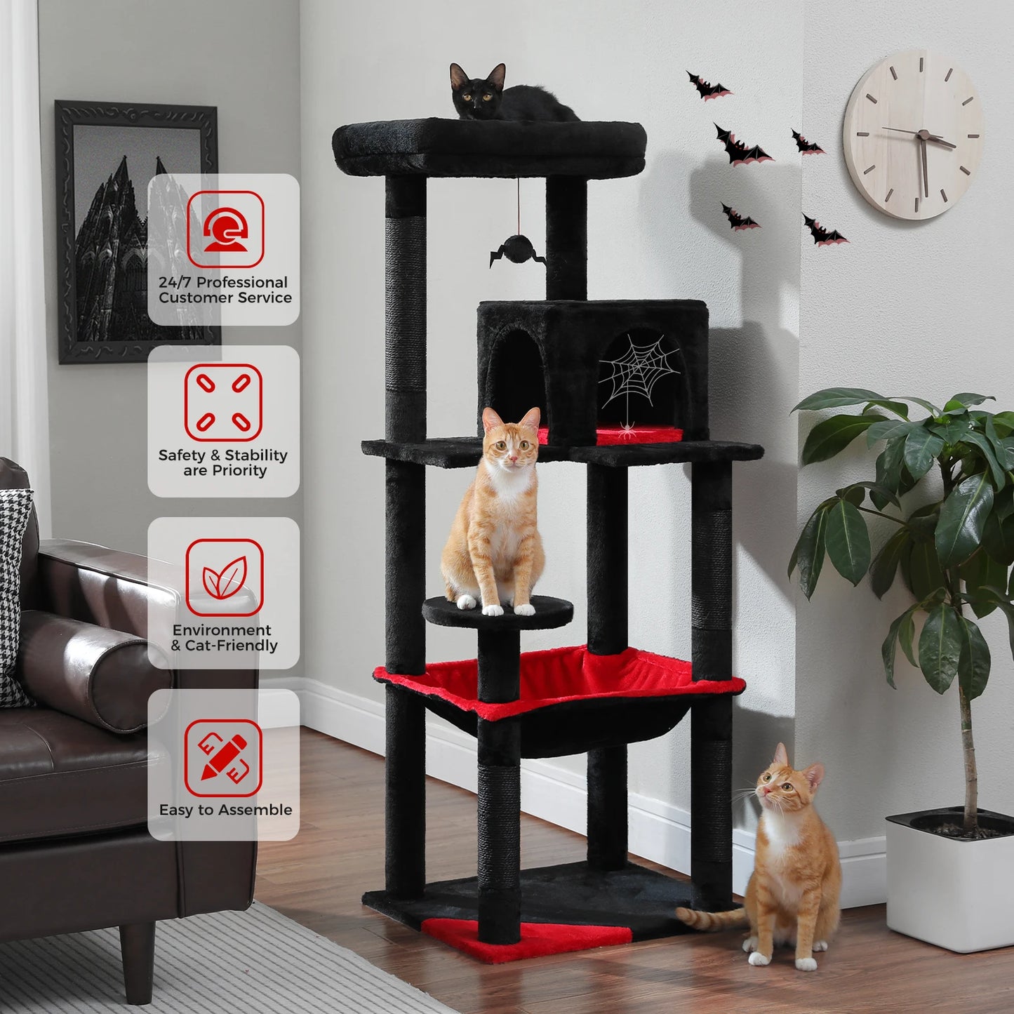 PAWZ Road Gothic Cat Tree Tall Indoor Tower With Hammock