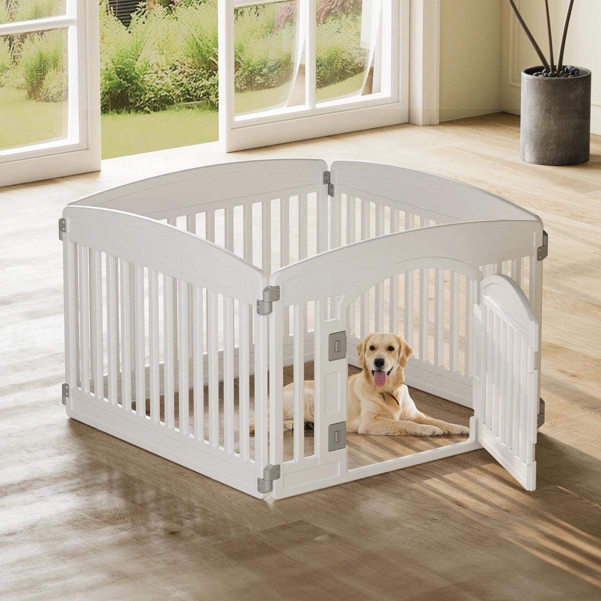 JHK Expandable Plastic Dog Playpen For Safe Indoor Outdoor Housing