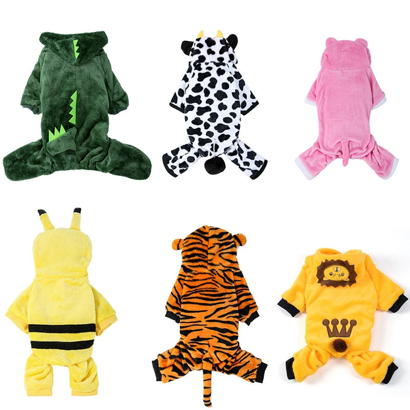 Cozy Fleece Dog And Cat Jumpsuit Coat For Small Pets