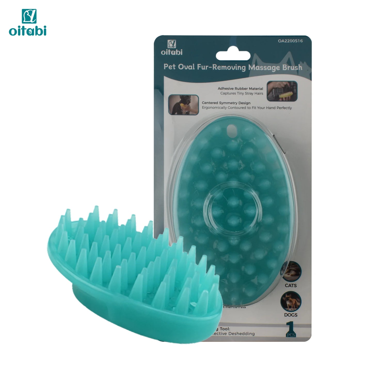 Oitabi Soft Rubber Pet Brush For Short Hair Dogs And Cats Deshedding Massaging