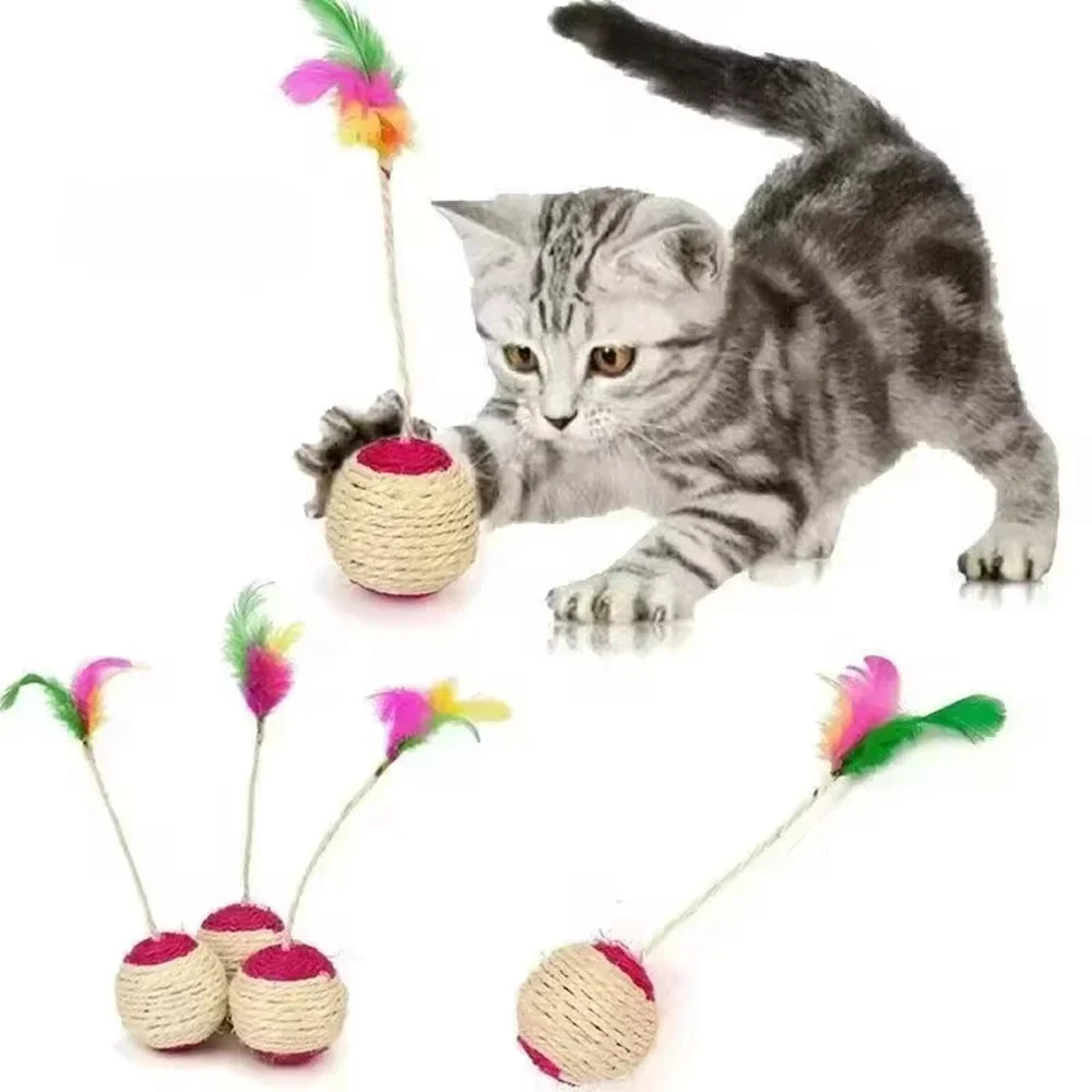 Sisal Shuttlecock Feather Ball Cat Toy For Interactive Play