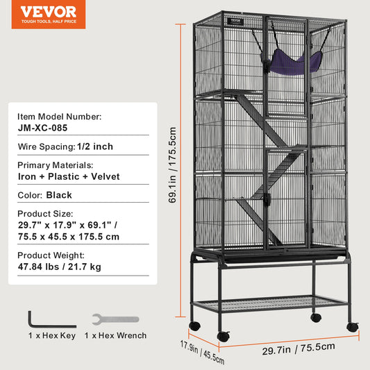 SucceBuy Spacious Four Tier Rolling Metal Animal Cage