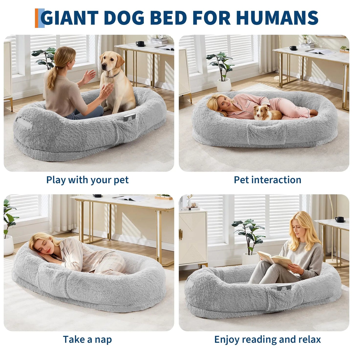 HiMISS Orthopedic Plush Shared Bed For Humans And Pets With Waterproof Lining
