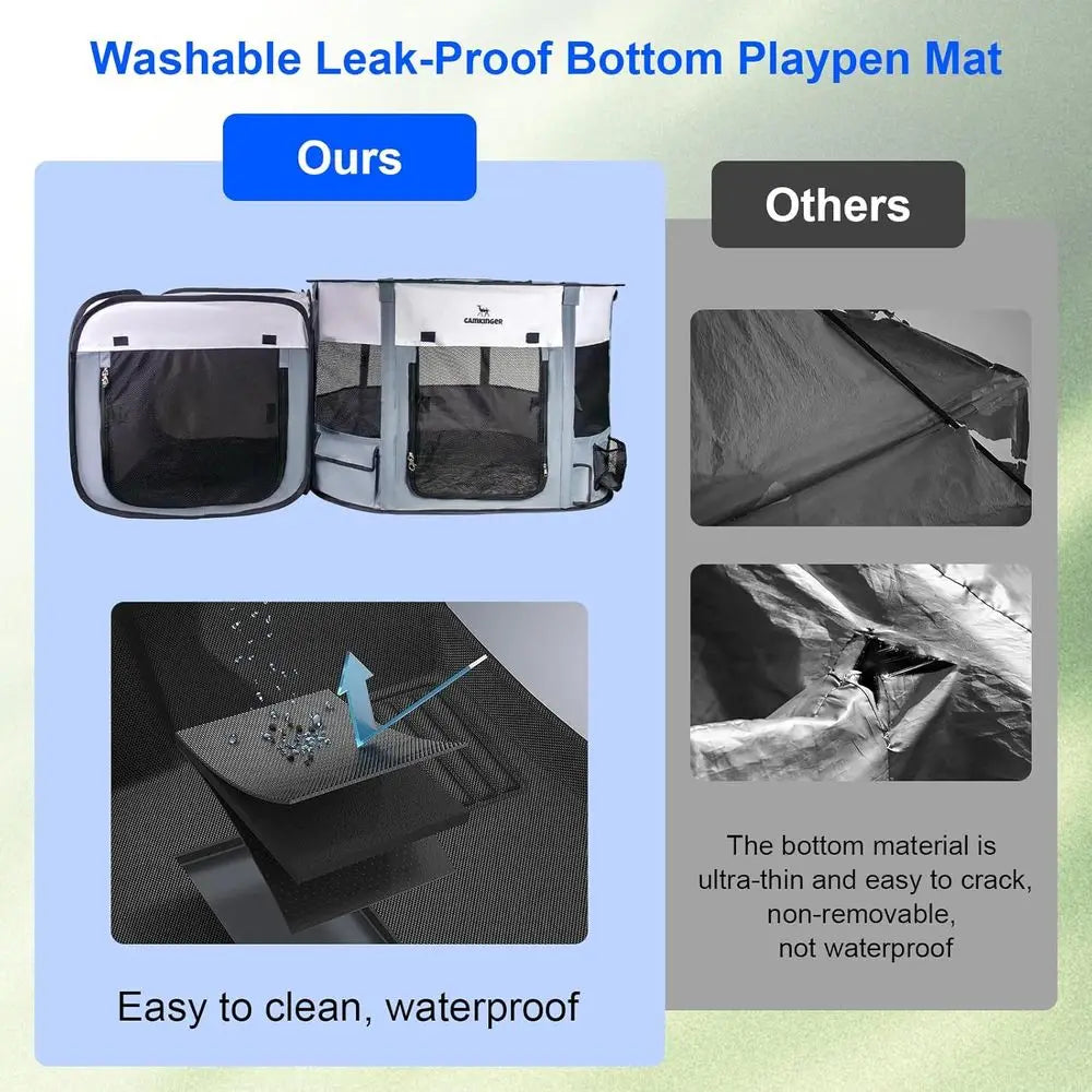Indoor Outdoor Pet Playpen 2-In-1 Waterproof Dog Crate And Cat Enclosure