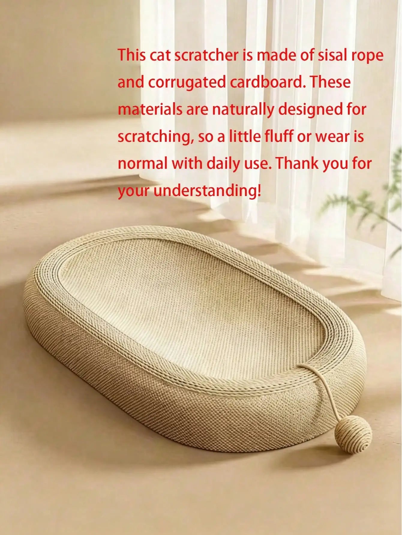 Oval Sisal Woven Cat Scratcher Bed Dual Purpose Lounge Rest Cushion Wear Resistant Scratching Pad Durable Furniture Protector For Indoor Kittens Daily Relax Claw Care Pet Supplies Gift