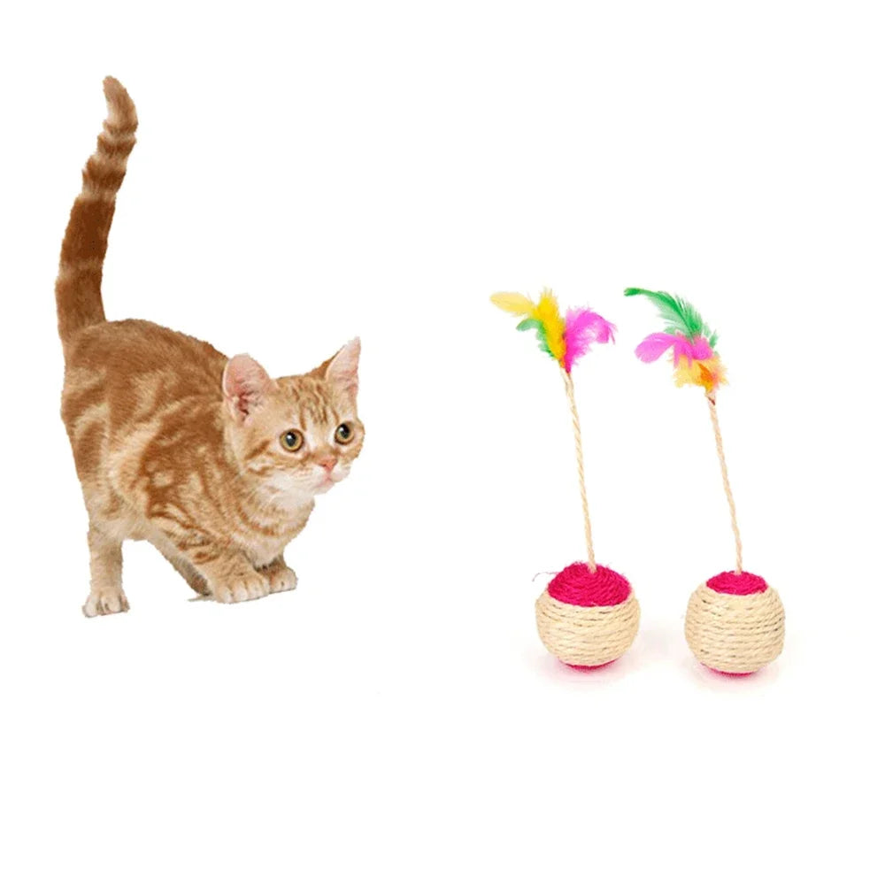 Sisal Shuttlecock Feather Ball Cat Toy For Interactive Play