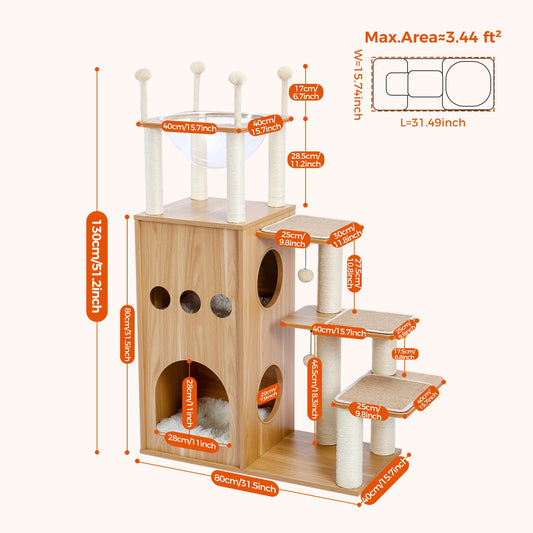 PAWZ Ro Multi Level Cat Tree Tower Scratching Posts Hammock