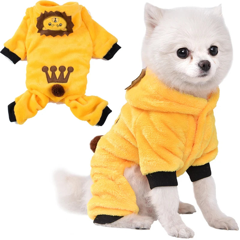 Cozy Fleece Dog And Cat Jumpsuit Coat For Small Pets