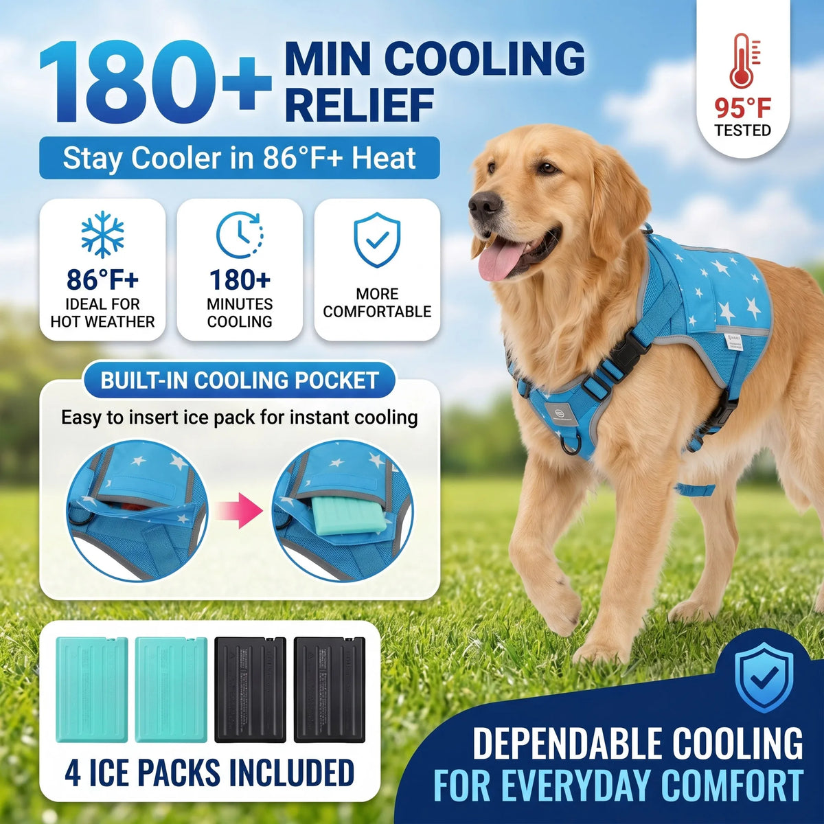 Dog Cooling Vest Harness Jacket For Summer Outdoor Walks
