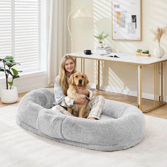HiMISS Orthopedic Plush Shared Bed For Humans And Pets With Waterproof Lining