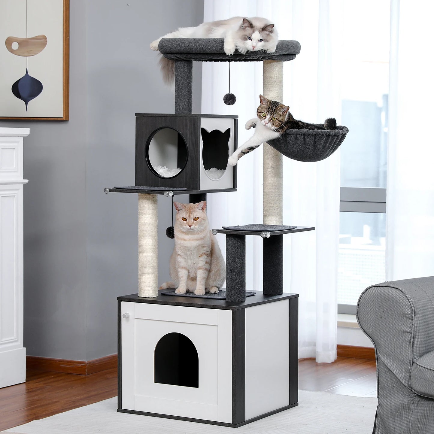 PAWZ Ro Multi Level Cat Tree Indoor Wood Tower Posts