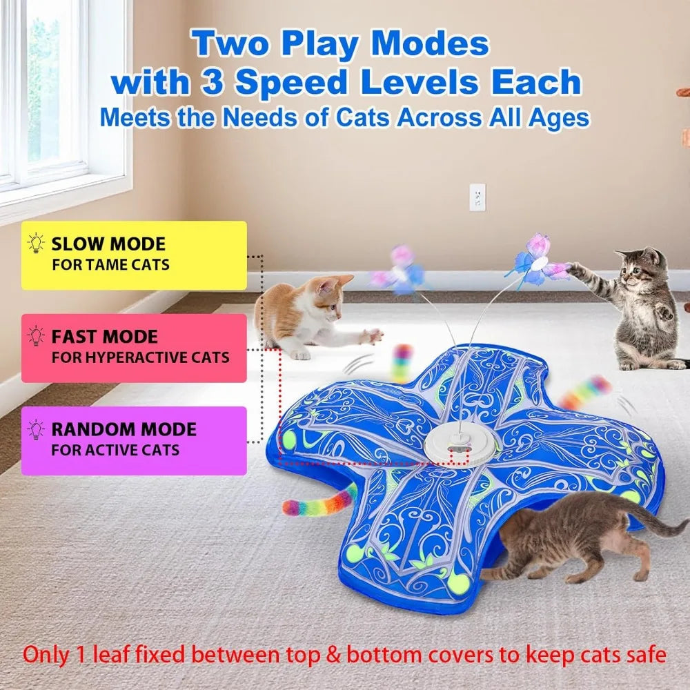 Rechargeable Touch Activated Interactive Hide and Seek Cat Toy for Indoor Cats with Fluttering Motion