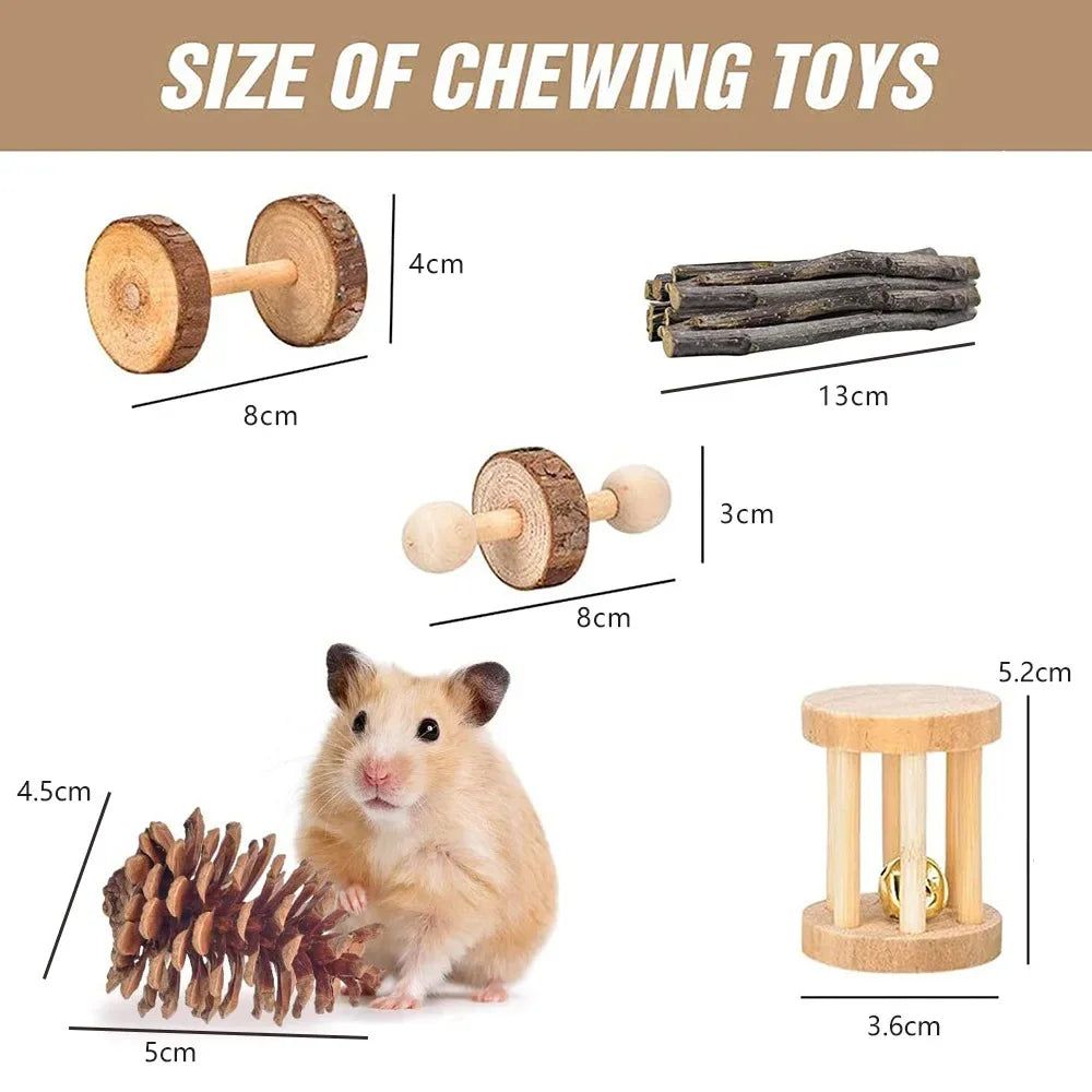 Combination Wooden Toy Set For Hamsters Rabbits Parrots Guinea Pigs