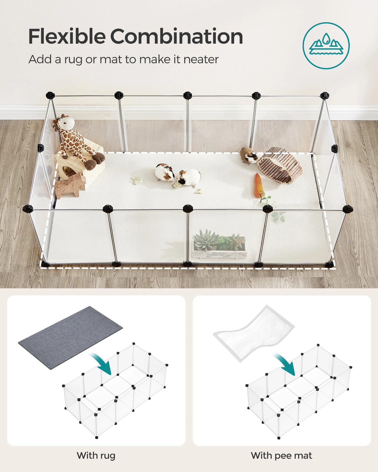 SONGMICS 20 Panels Pet Playpen With Floor Indoor Enclosure
