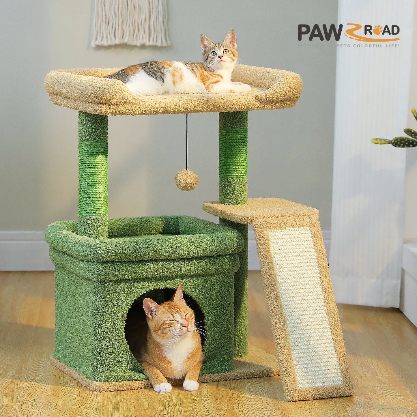PAWZ Road Indoor Three-Tier Cat Tree With Sisal Scratching Post