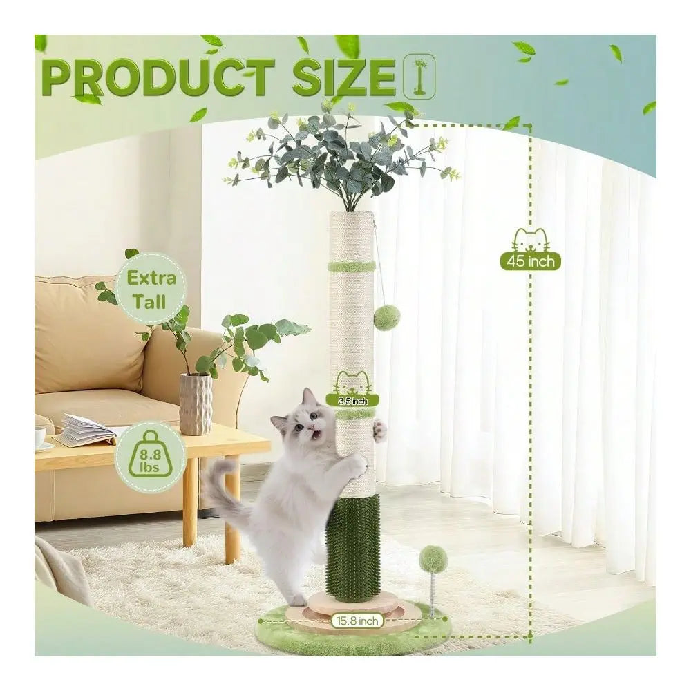XMSJ Tall Cat Scratching Post With Sisal Rope For Indoor Cats