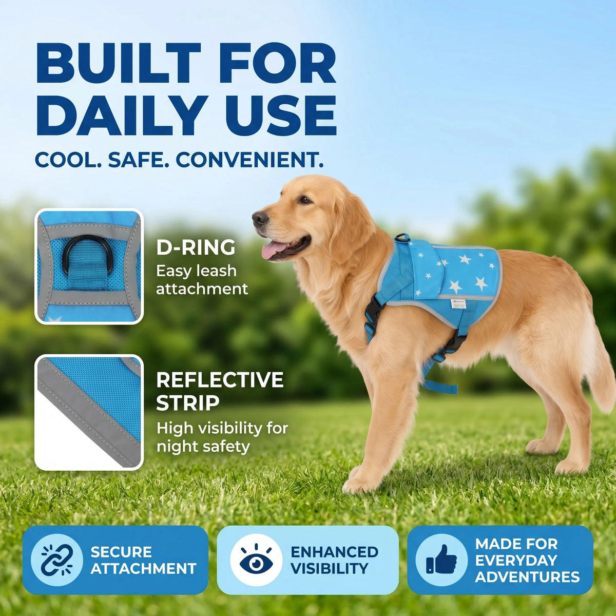 Dog Cooling Vest Harness Jacket For Summer Outdoor Walks