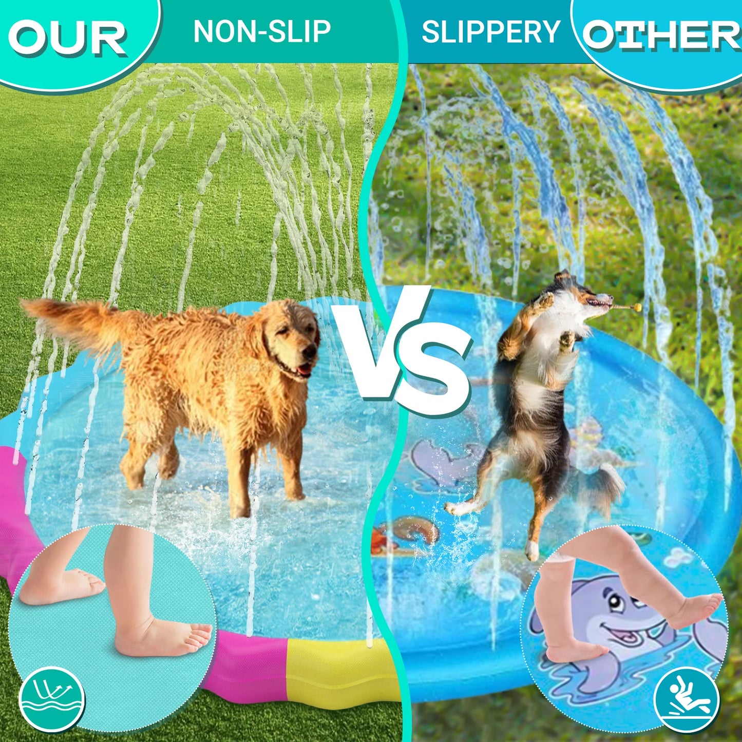 Dog Splash Pad Non Slip Outdoor Water Toy For Pets