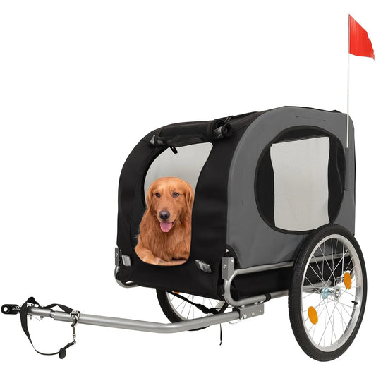 HiMISS Steel Dog Bike Trailer With Universal Coupler Pet Carrier