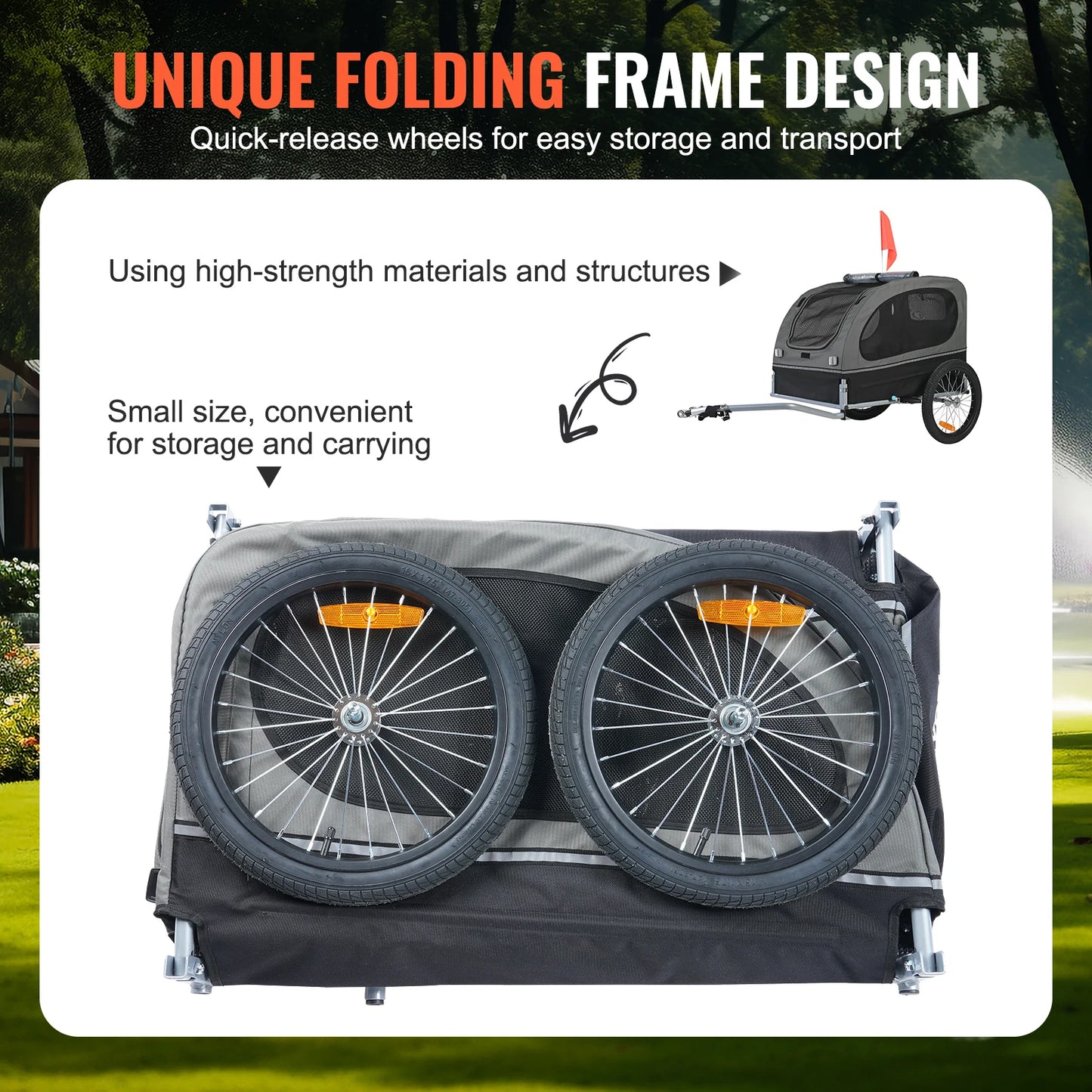 Dog Bike Trailer Carrier 88 Lb Capacity With Wheels Reflectors Flag