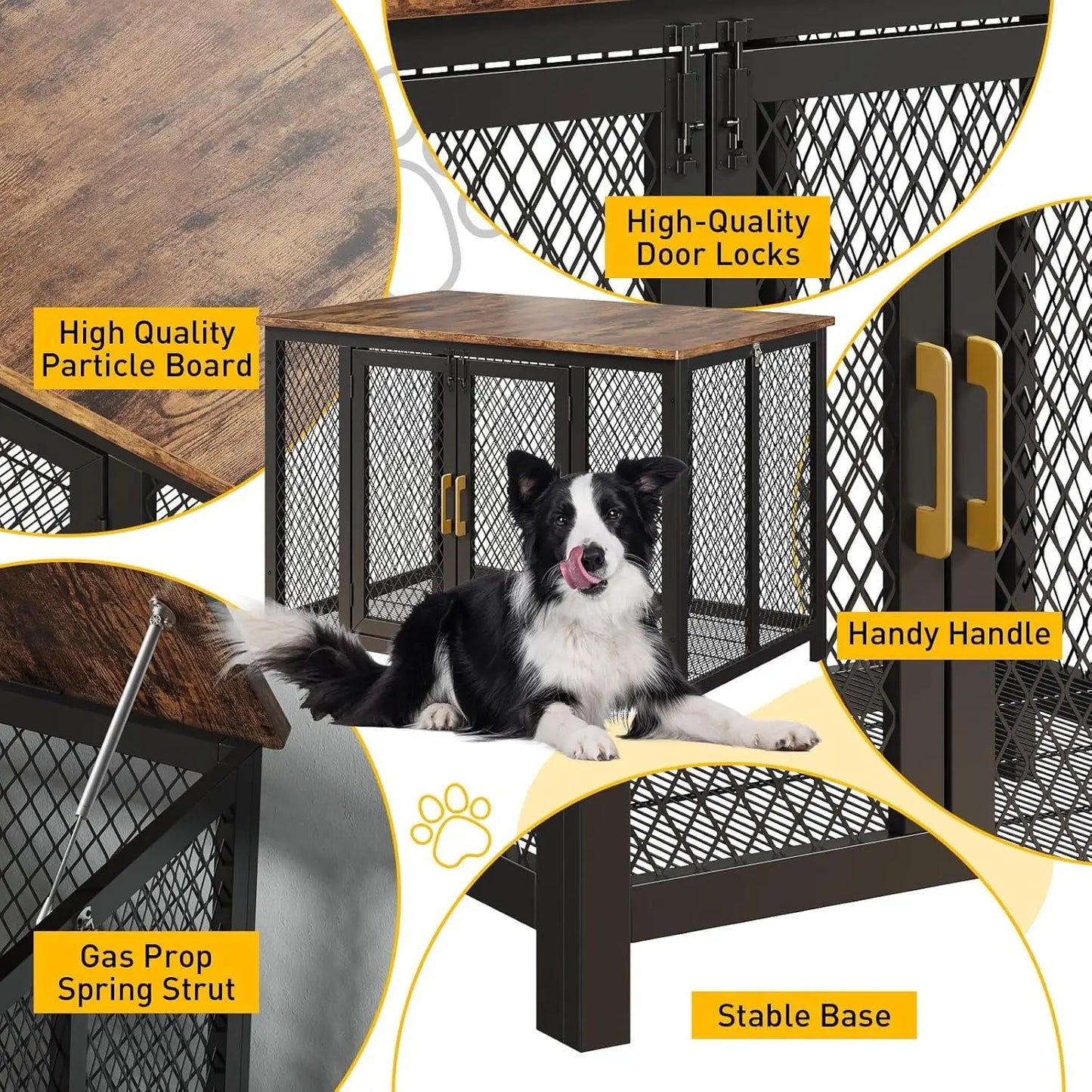 HiMISS Large Wooden Dog Crate Furniture With Top Access Door