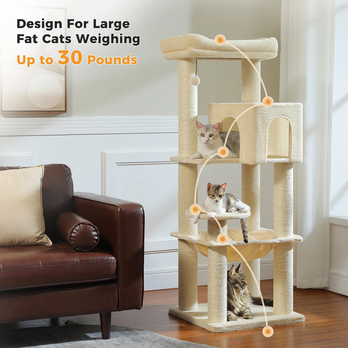 Pawz Road Heavy Duty Cat Tower Hammock Plush Scratching Post