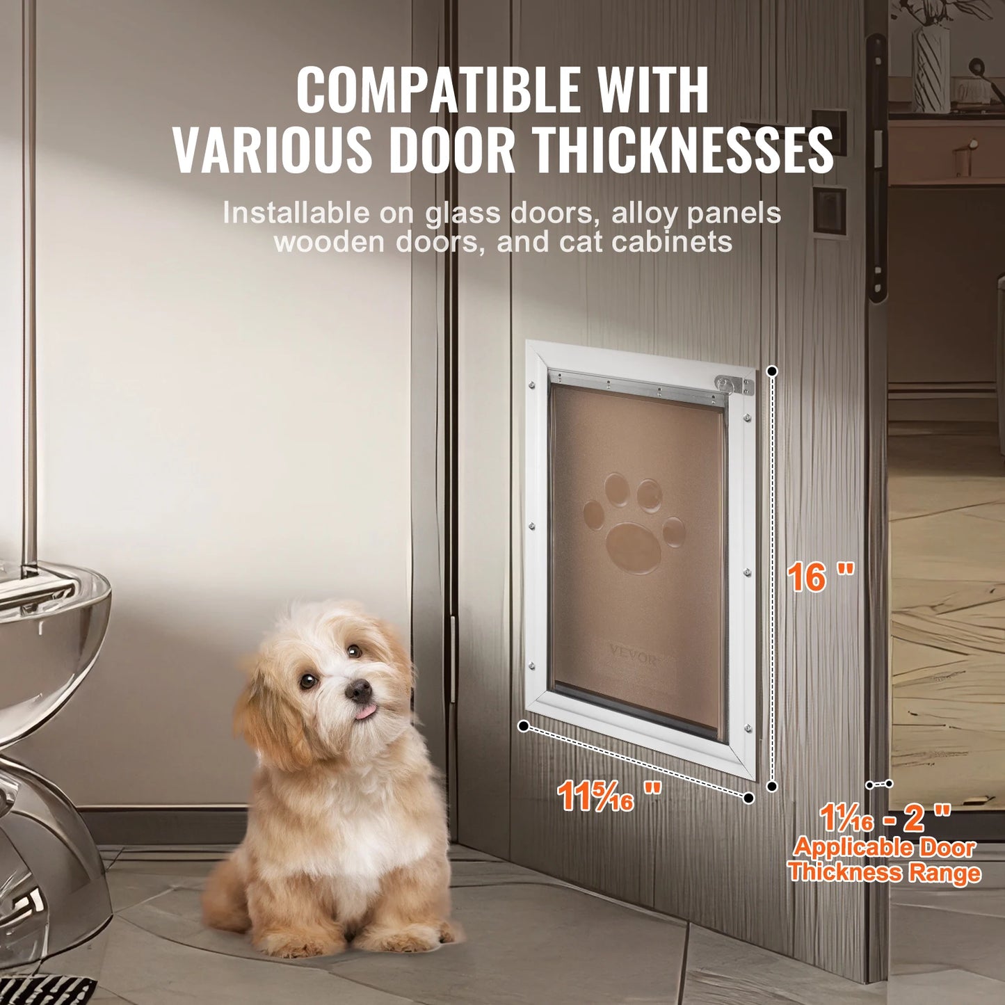 Pet Door Aluminum Frame With Locking Flap System Weatherproof