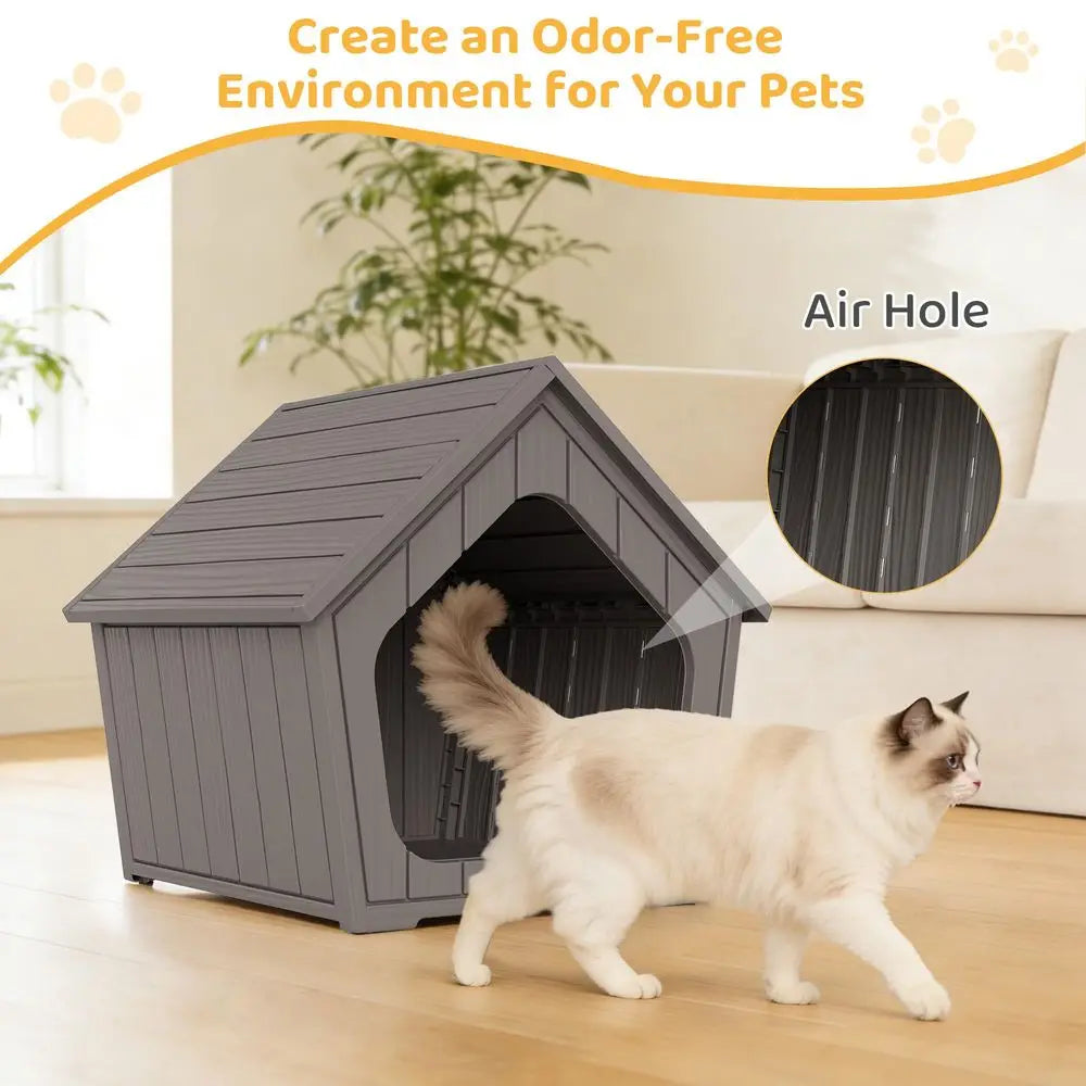 Weatherproof Insulated Resin Outdoor Cat House With Air Holes