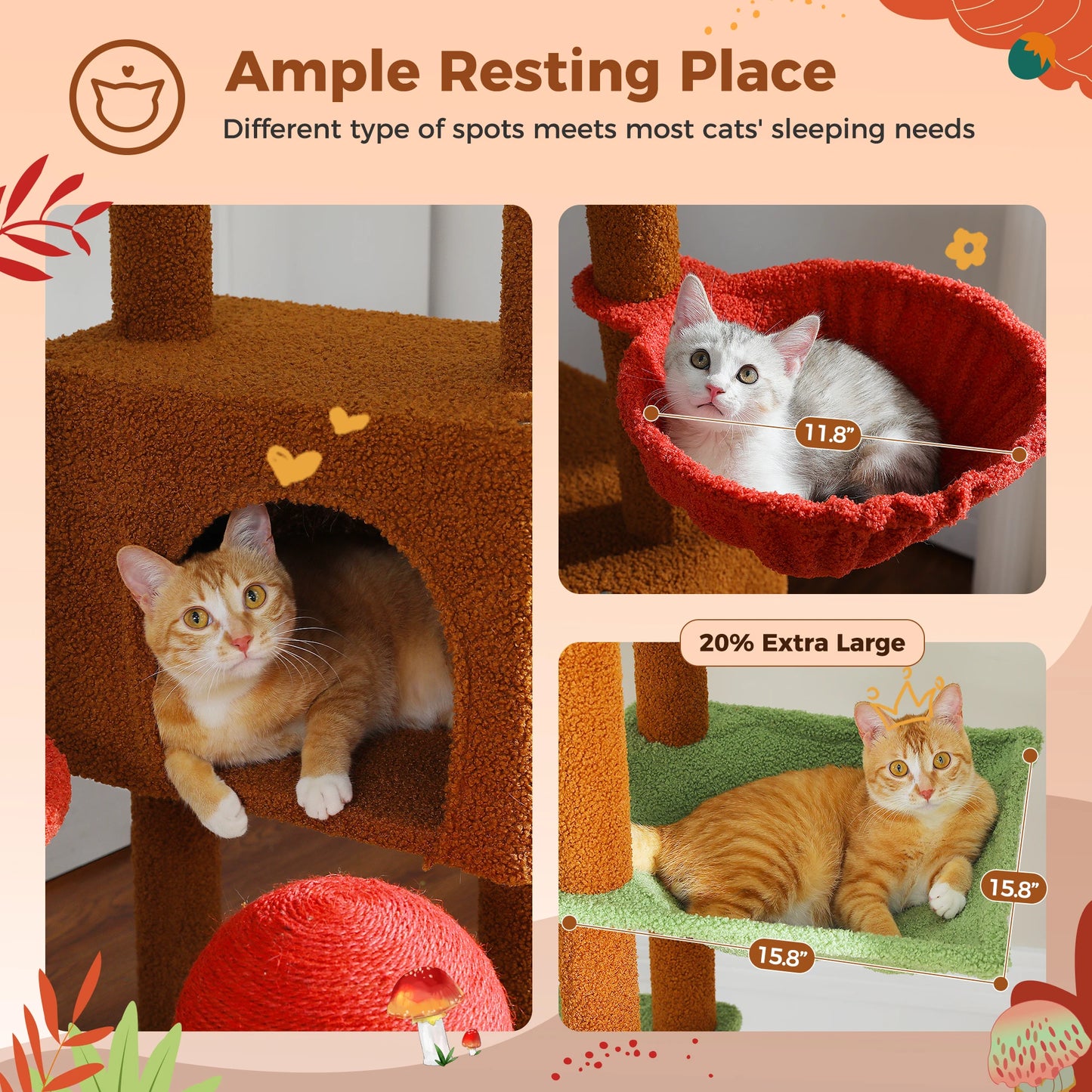 PETEPELA CN Cat Tree Floor to Ceiling Tower With Hammock