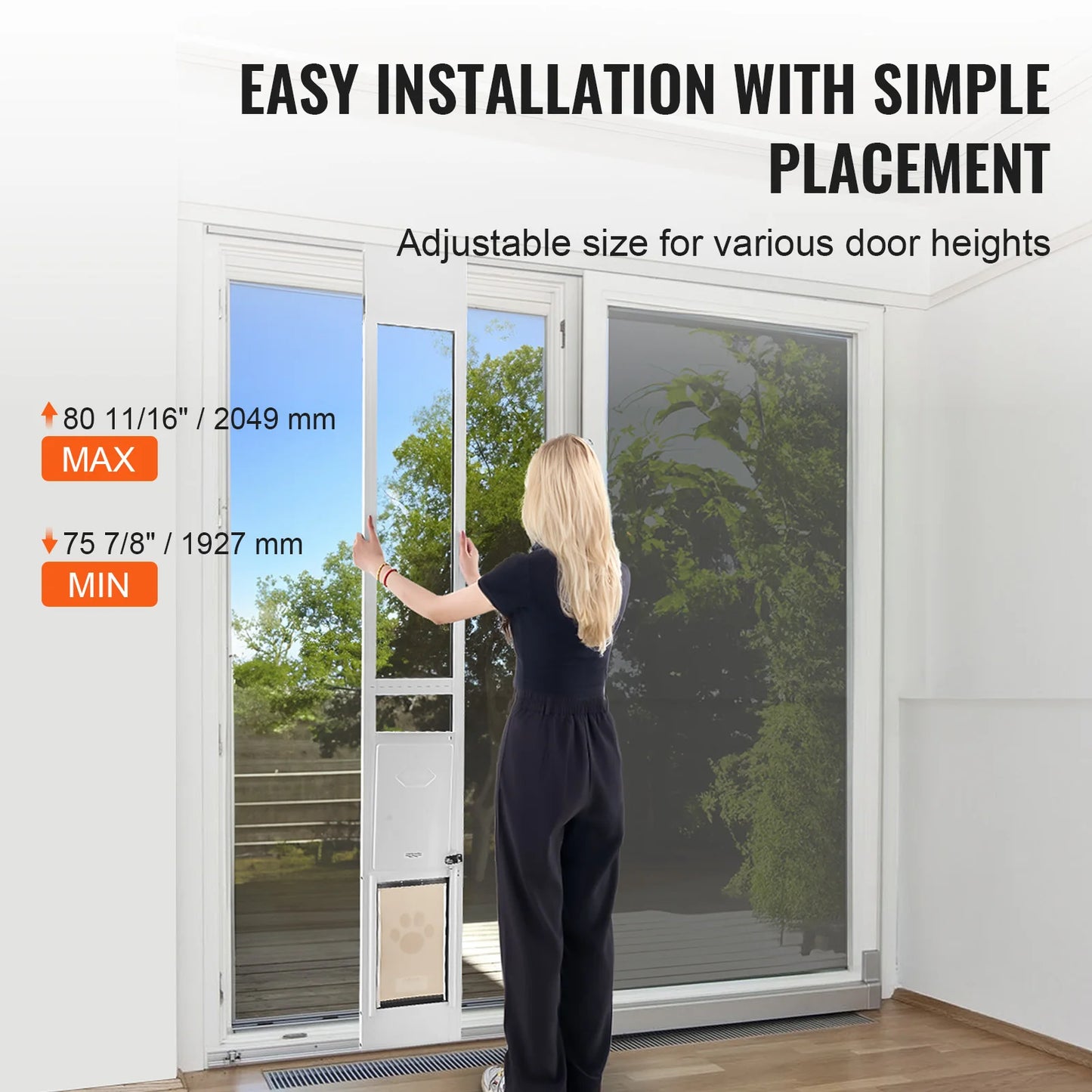 Adjustable Height Dog Door For Sliding Glass Doors Tempered Glass Aluminum Frame