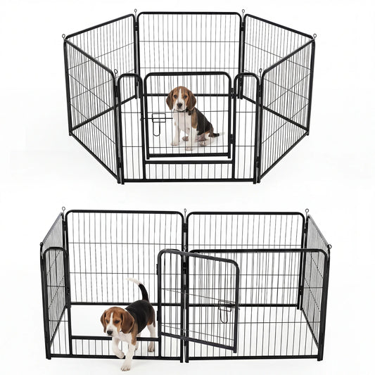 JHK 6 Panels Metal Dog Playpen Pet Fence 24 Inch to 40 Inch Foldable Large Dog Puppy Exercise for Yard Gate Camping Outdoor