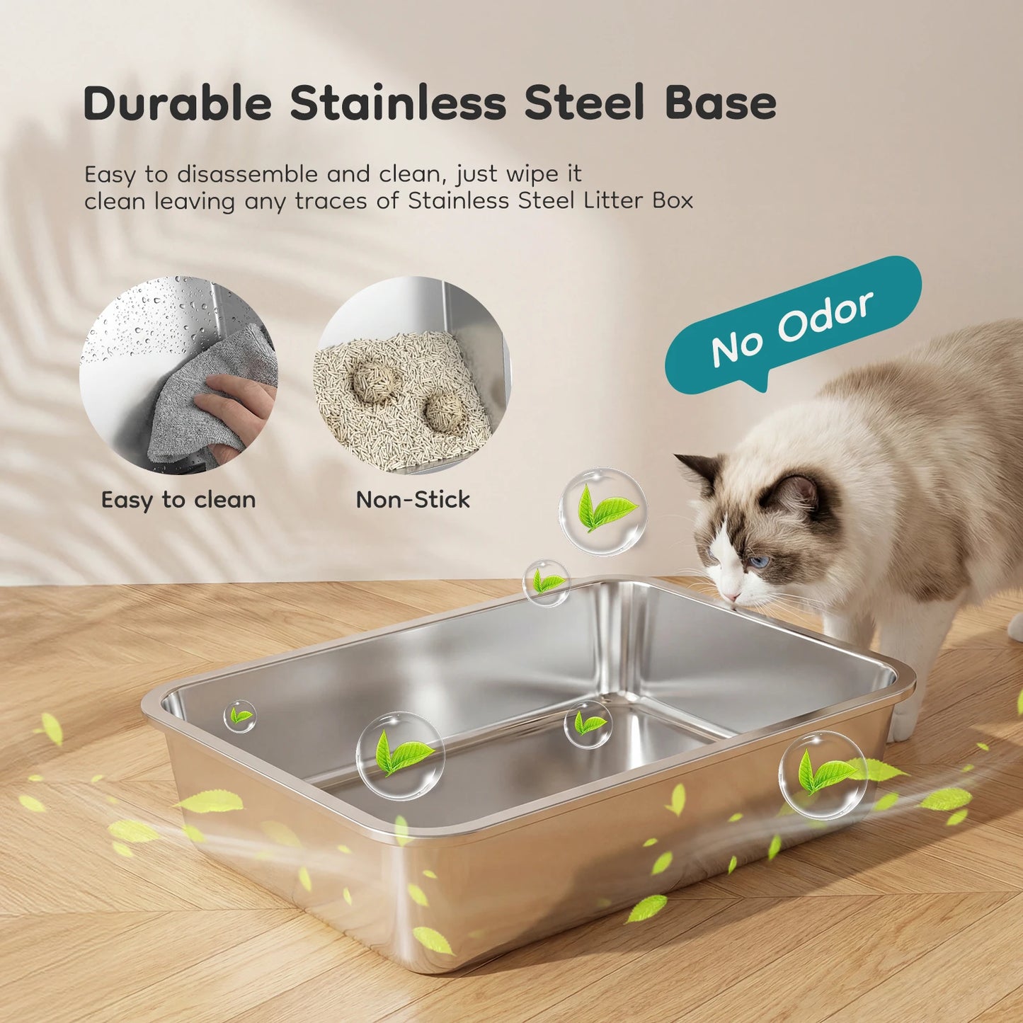 Stainless Steel Enclosed Cat Litter Box For Large Cats