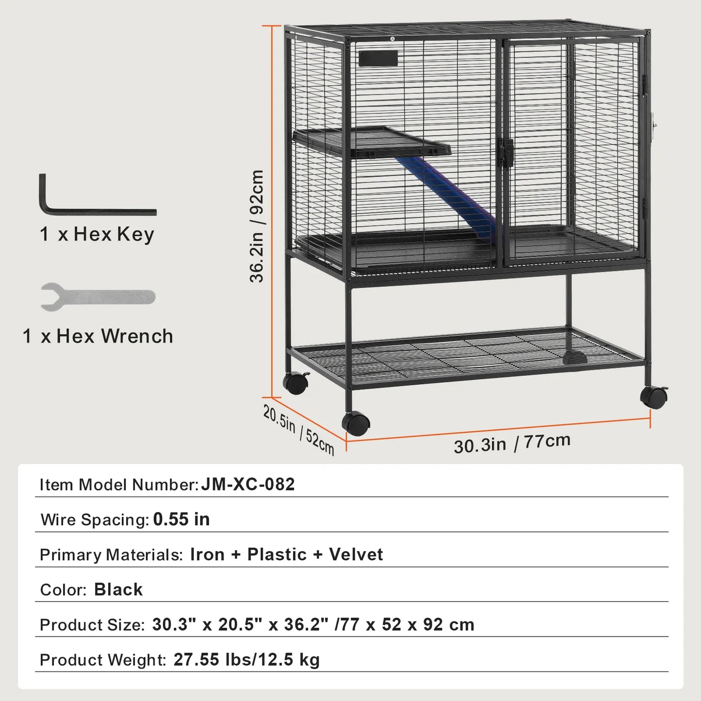 Rolling Metal Ferret Cage Four Tier Small Animal Cage Hamster Rats