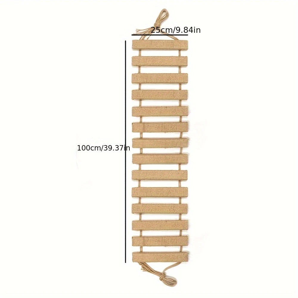 Multi Level Cat Ladder Indoor Bridge With Sisal Scratching Post And Plush Steps