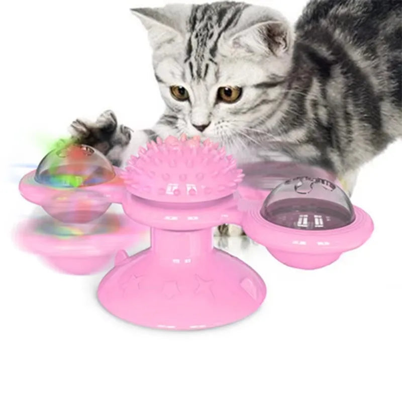 Windmill Interactive Puzzle Cat Toy Whirligig Turntable