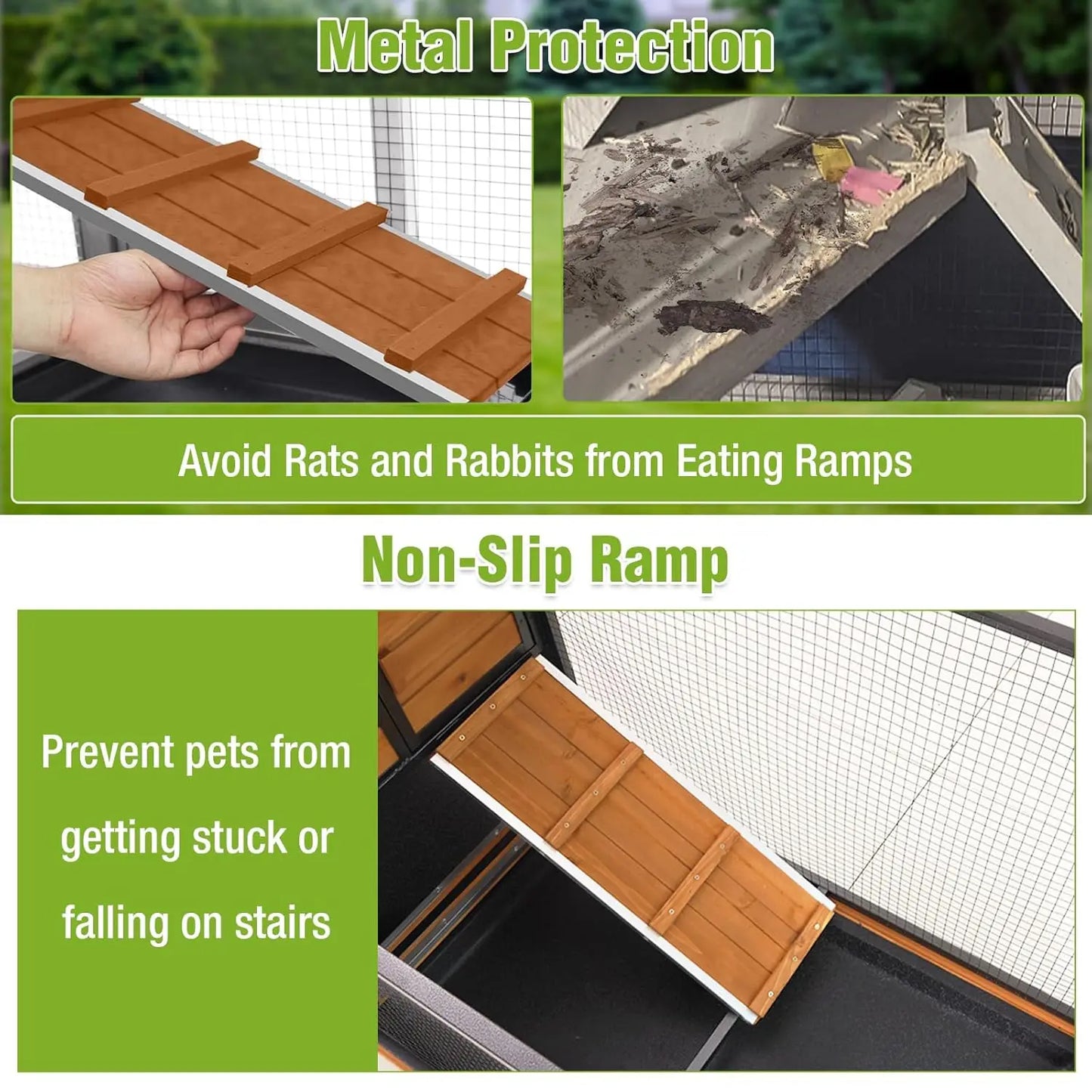 Two Story Rabbit Hutch With Chewproof Full Metal Frame And Locking Casters