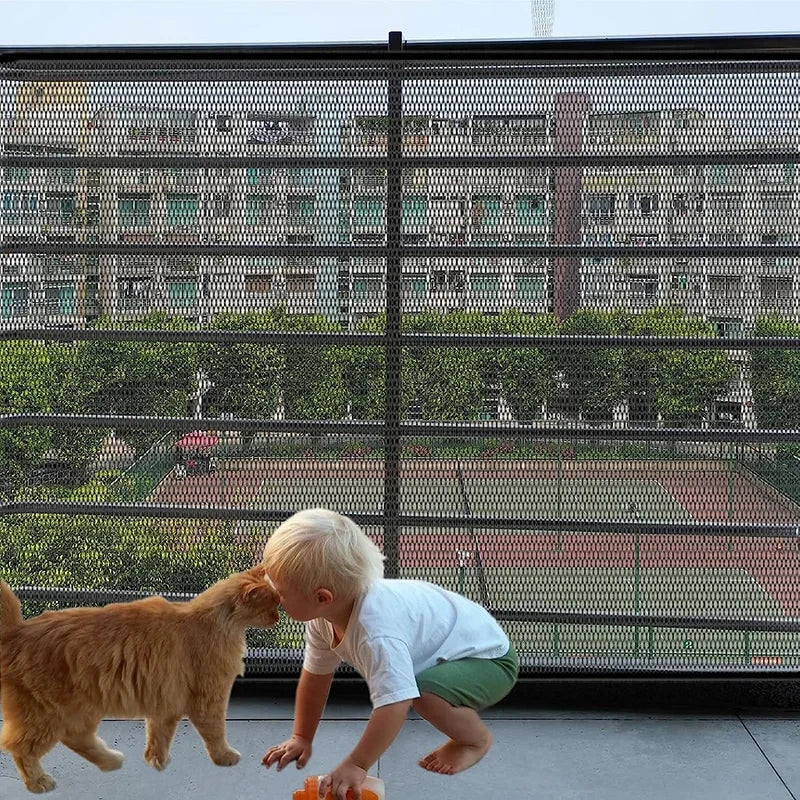 Dog Barrier Fence With 4 Hooks Folding Breathable Mesh Playpen