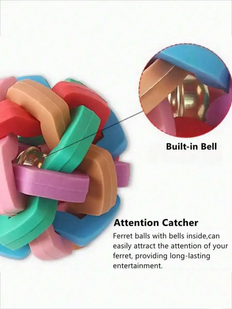Ferret Toy With Bell - Colorful Squeaky Chew Ball For Small Pets